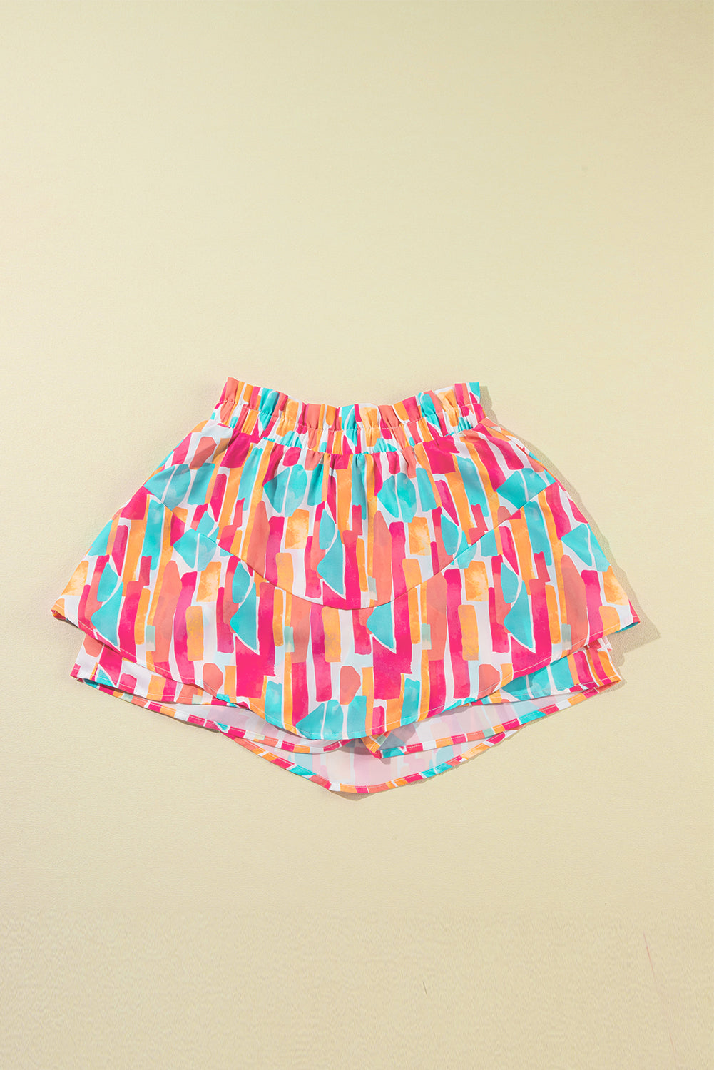 Rose Abstract Stampa A-Line Shorts arruffato