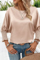 Fat -gathered smoked satin blouse *