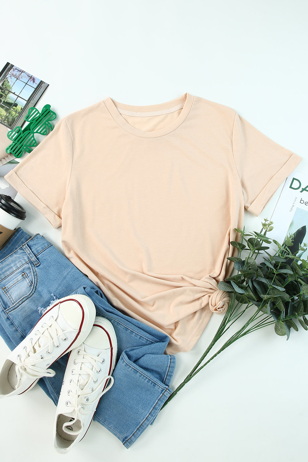 Khaki Color Color Crew Tee