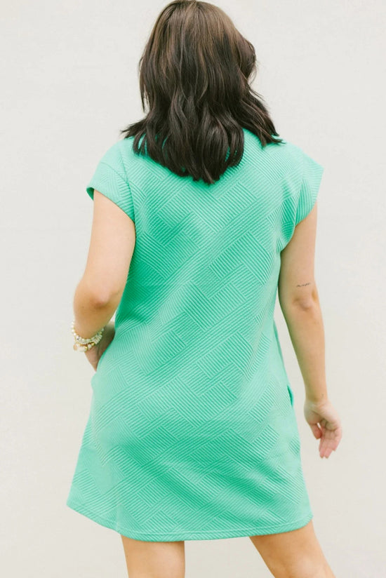 Mint Green Textured Cap Sleeve T-Shirt Dress