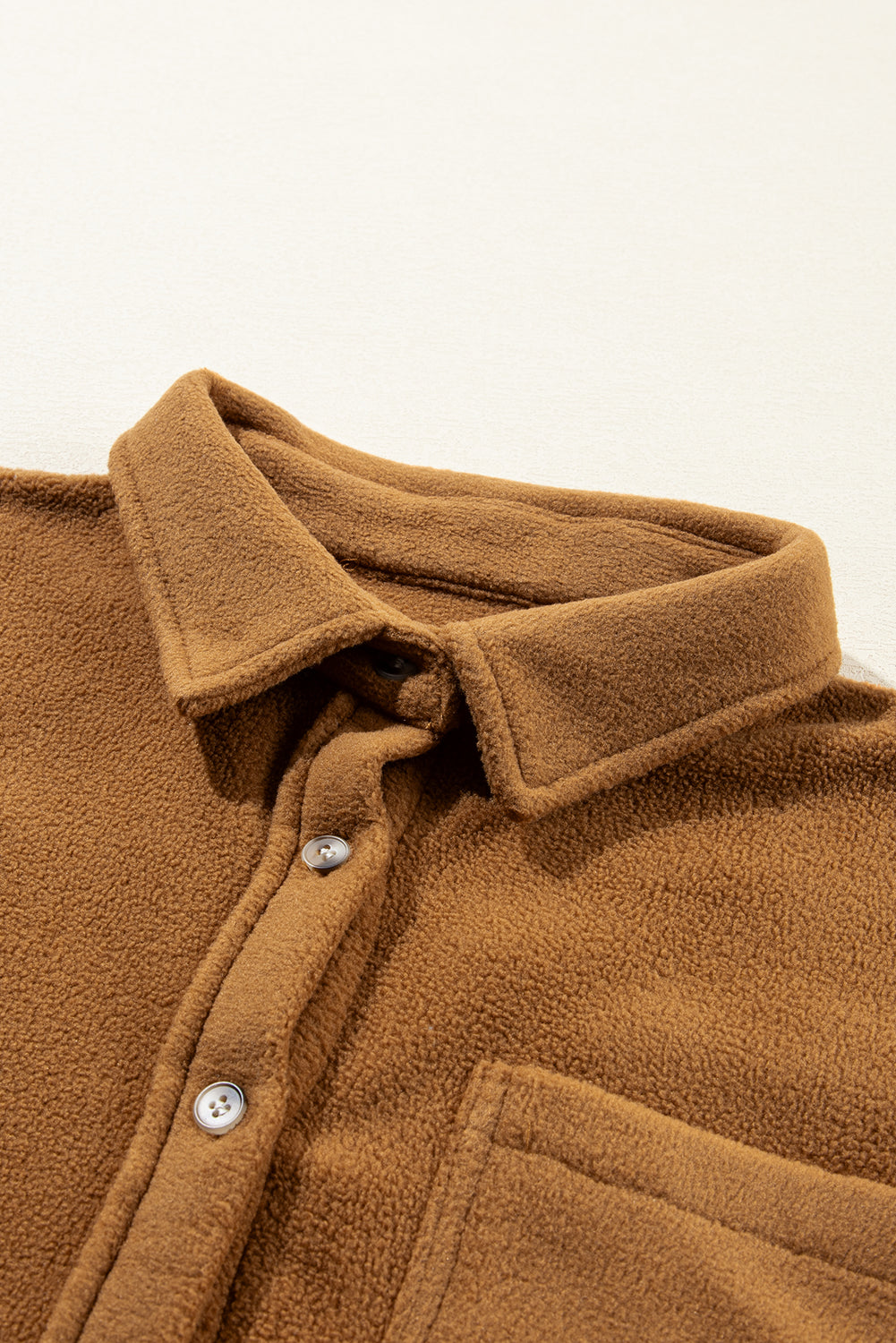 Buttoned fleece jacket with camel breast pocket