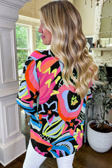 Blouse noire à imprimé  col en V-A WOMAN WE LOVE