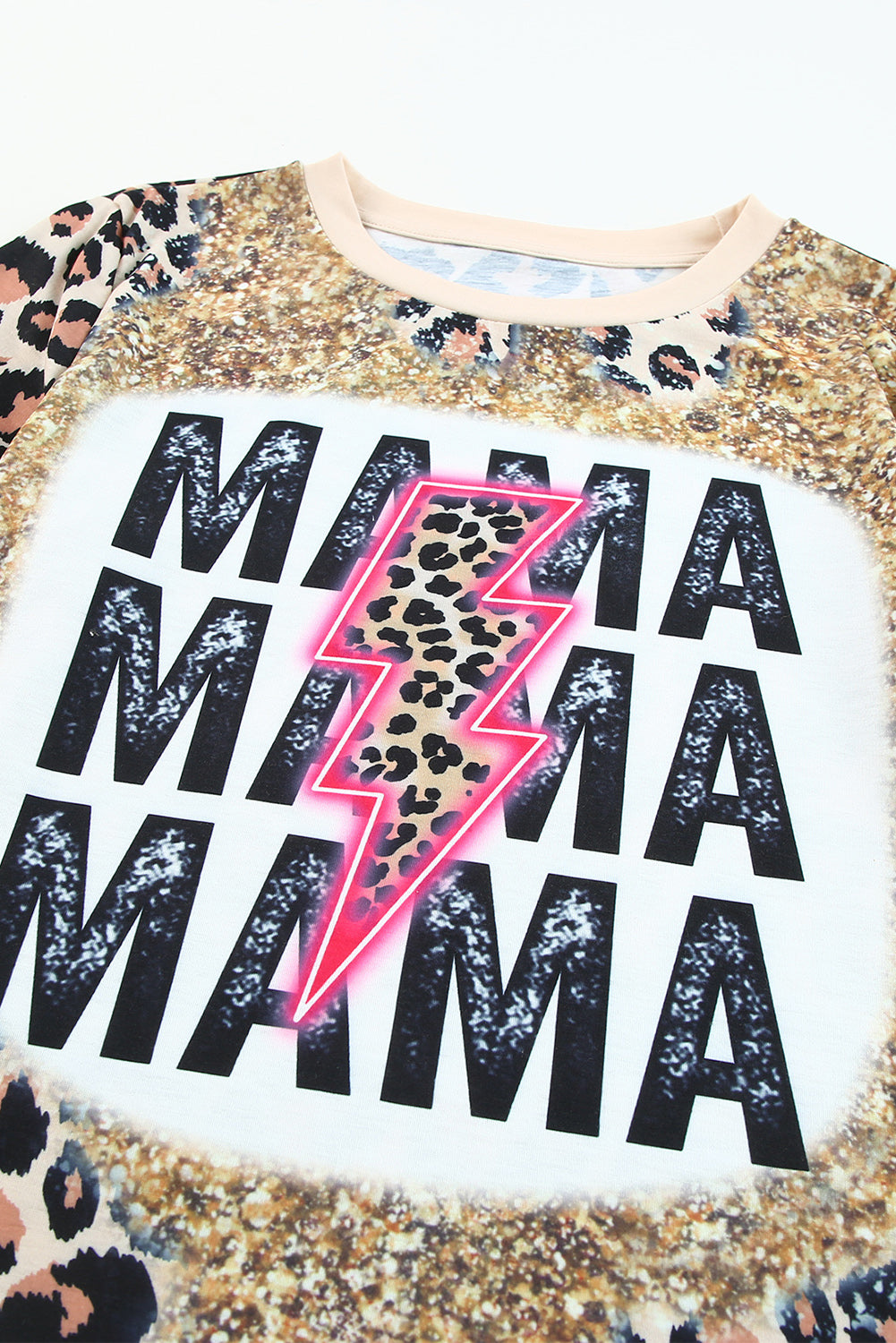 Mama Lightning Graphic Leopard teint T-shirt