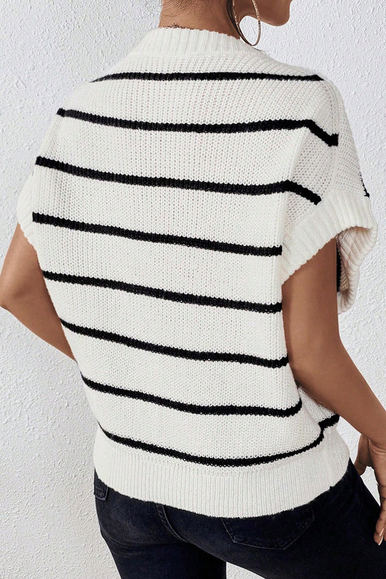 White striped sweater, round neck *