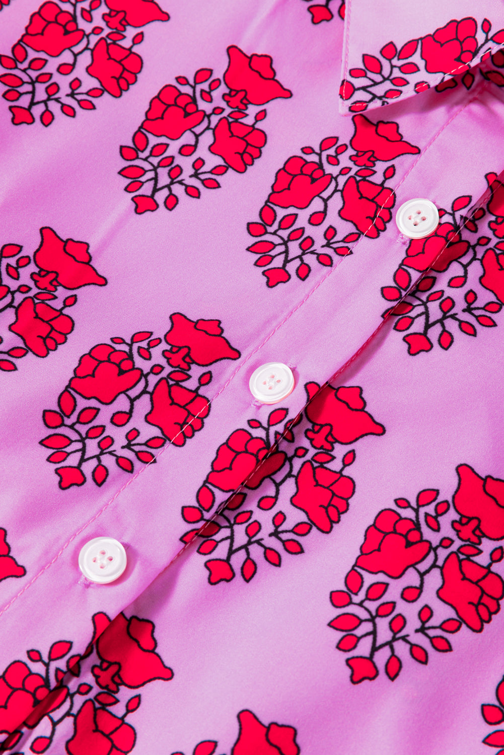 Robe fluide à manches courtes et col multi-boutons *