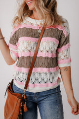 Mid-length sleeve sweater in crochet *