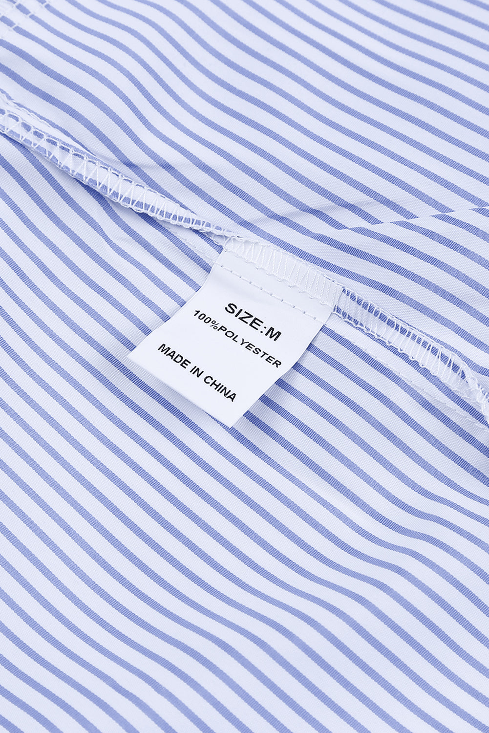 Sky Blue Smokled Cuffd Striped Boyfriend Shirt avec poche