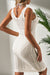 White beach dress with eyelets and V -neck, sleeveless, hook