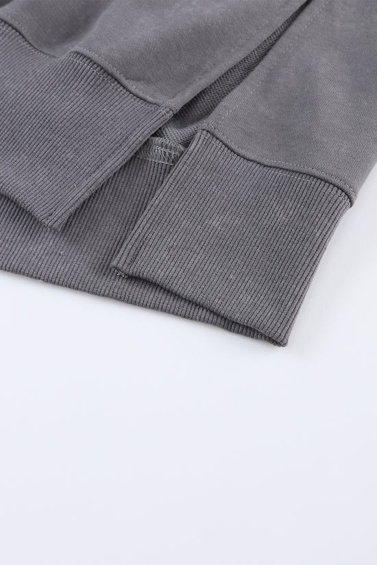 Grey Oversized Sweatshirt with Dropped Shoulders and Ribbed Trim