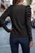 Black buttoned sheath top with long puff sleeves