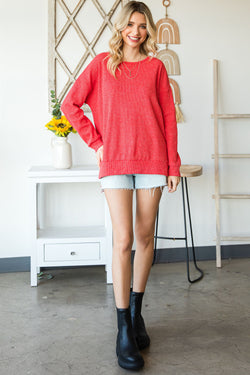 High swelling sweater with side slit