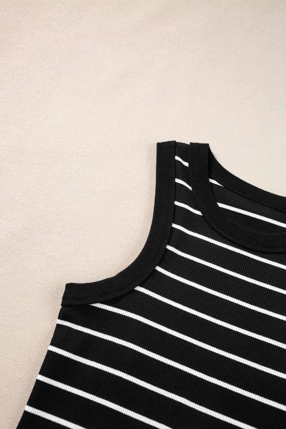 Black Stripe Ribbed Treen Tank Mini Robe