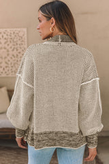 Cardigan à col surdimensionné en tricot gaufré épais abricot-A WOMAN WE LOVE