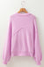 Pink shoulder pink sweater and ribbed details with raw edges