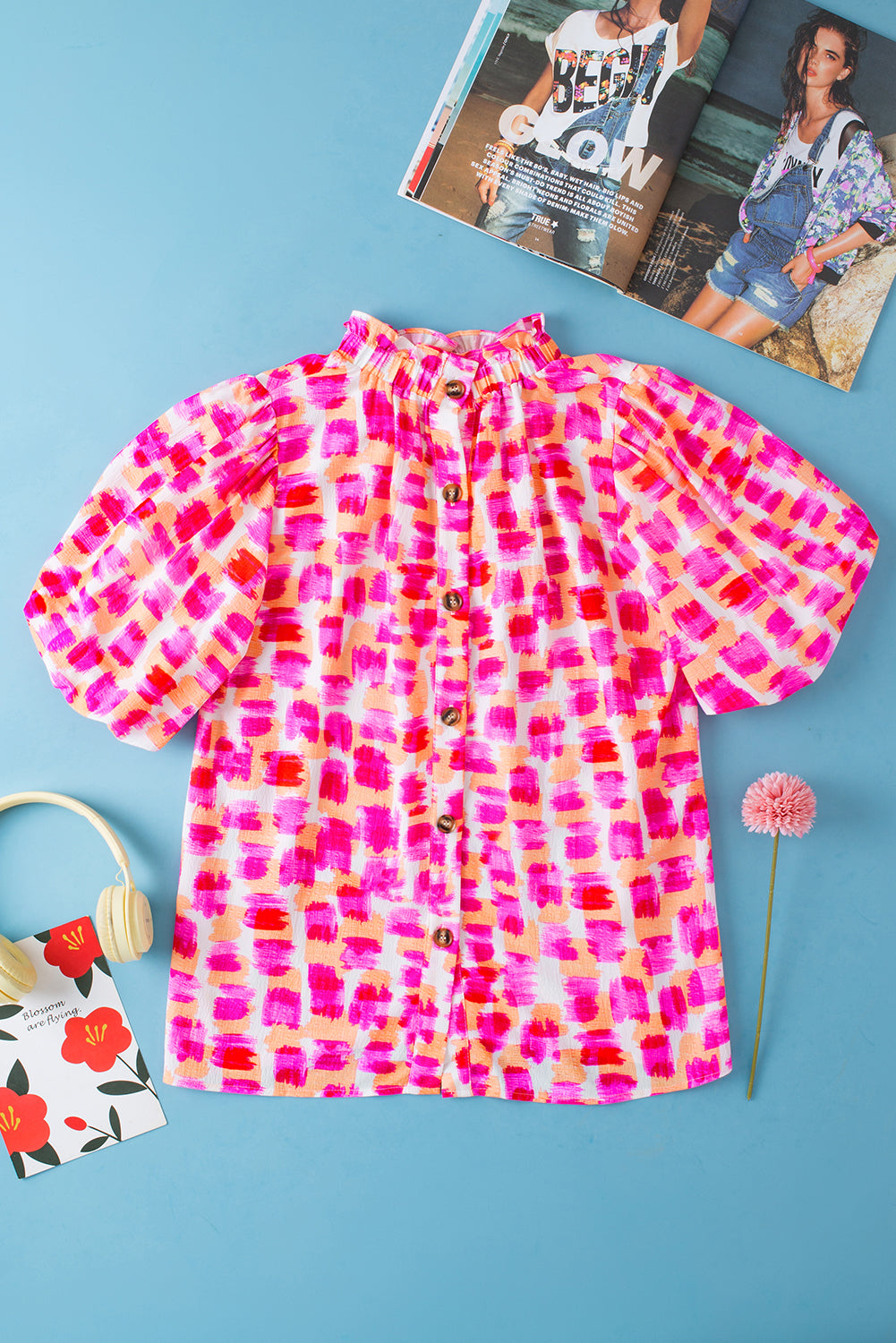 Chemisier rose à imprimé abstrait *-A WOMAN WE LOVE