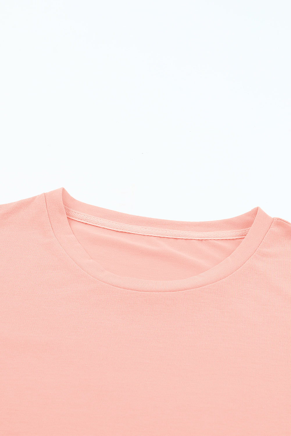 Camiseta rosa casual de color redondo