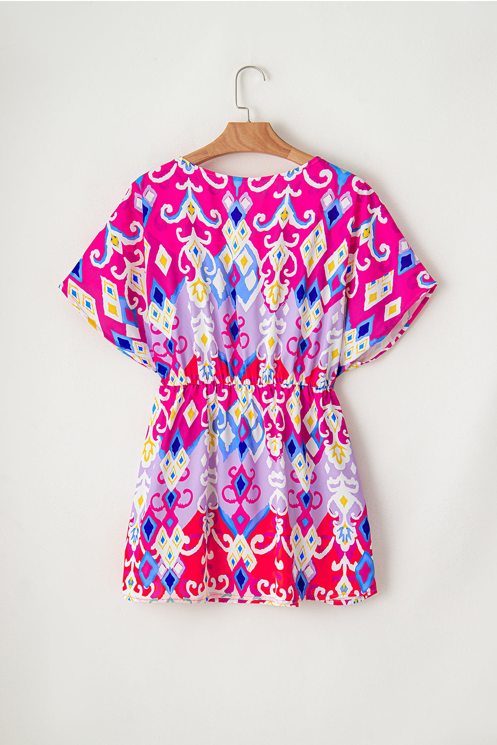 Multicolour Dreamy Print Wrap V Neck Plus Babydoll Blouse