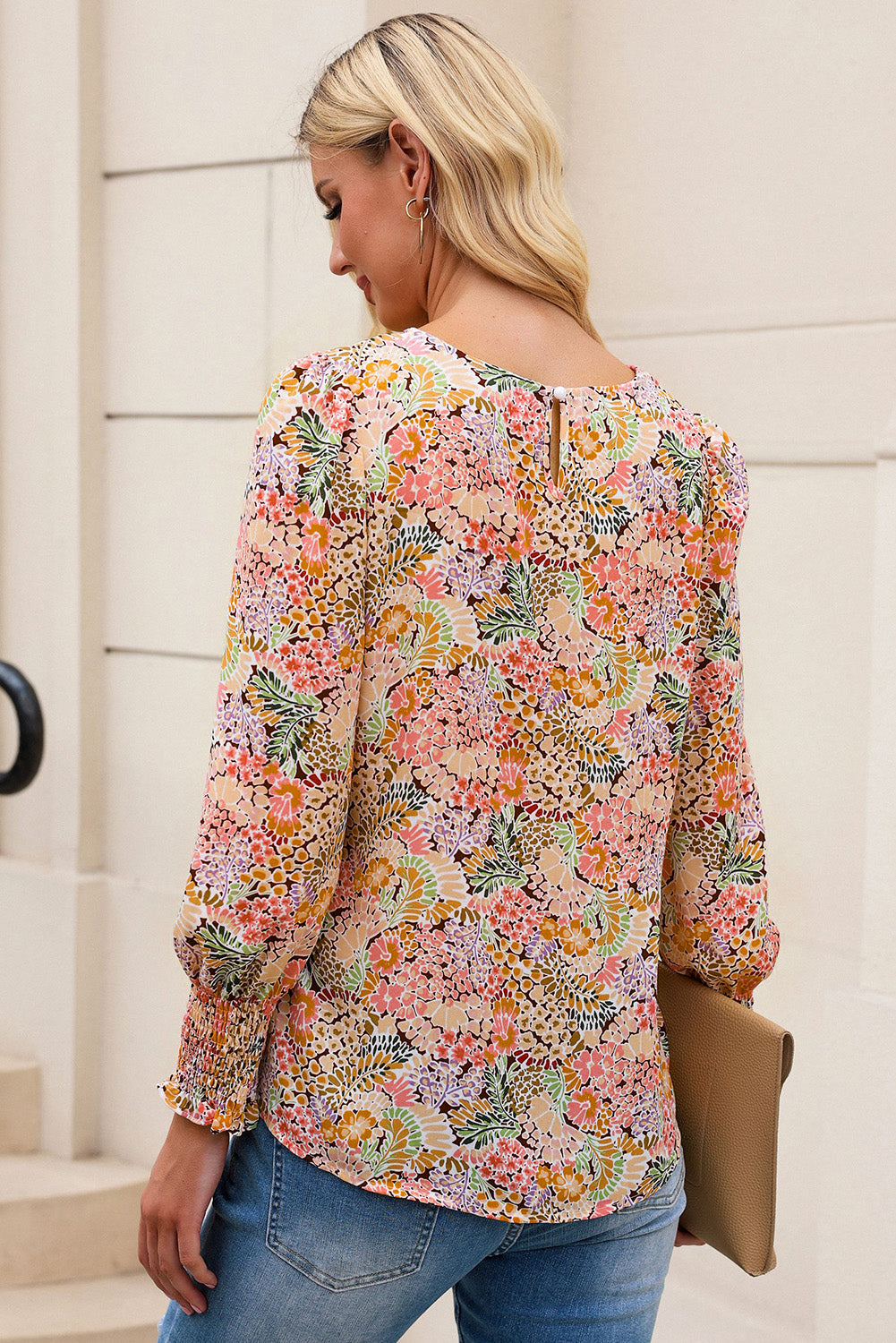 Blouse fleurie jaune à manches bouffantes-A WOMAN WE LOVE