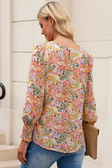 Blouse fleurie jaune à manches bouffantes-A WOMAN WE LOVE