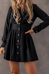 Mini-Robe long-waisted long-waisted sleeve shirt black elastic
