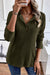 Jungle Green Ribbed Textured Henley Knit Top