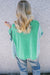 Green Colorblock Stitching Patchwork Button-Up Long Sleeve Top