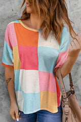 Light blue embossed T-shirt light blue color block