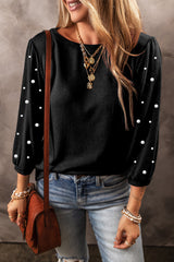 Round neck t-shirt 3/4 Black Pearl Decor