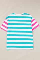 Blue striped t-shirt and patch pocket *