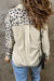 Apricot leopard print corduroy jacket with pockets