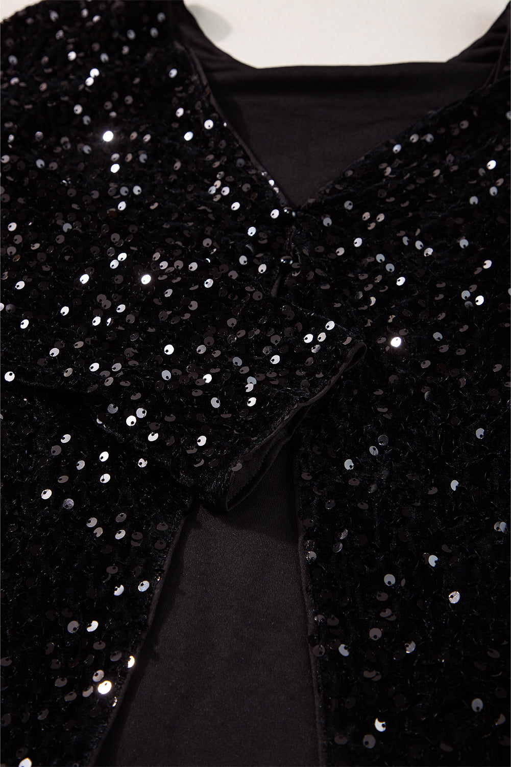 Black Sequin Long manga recortada