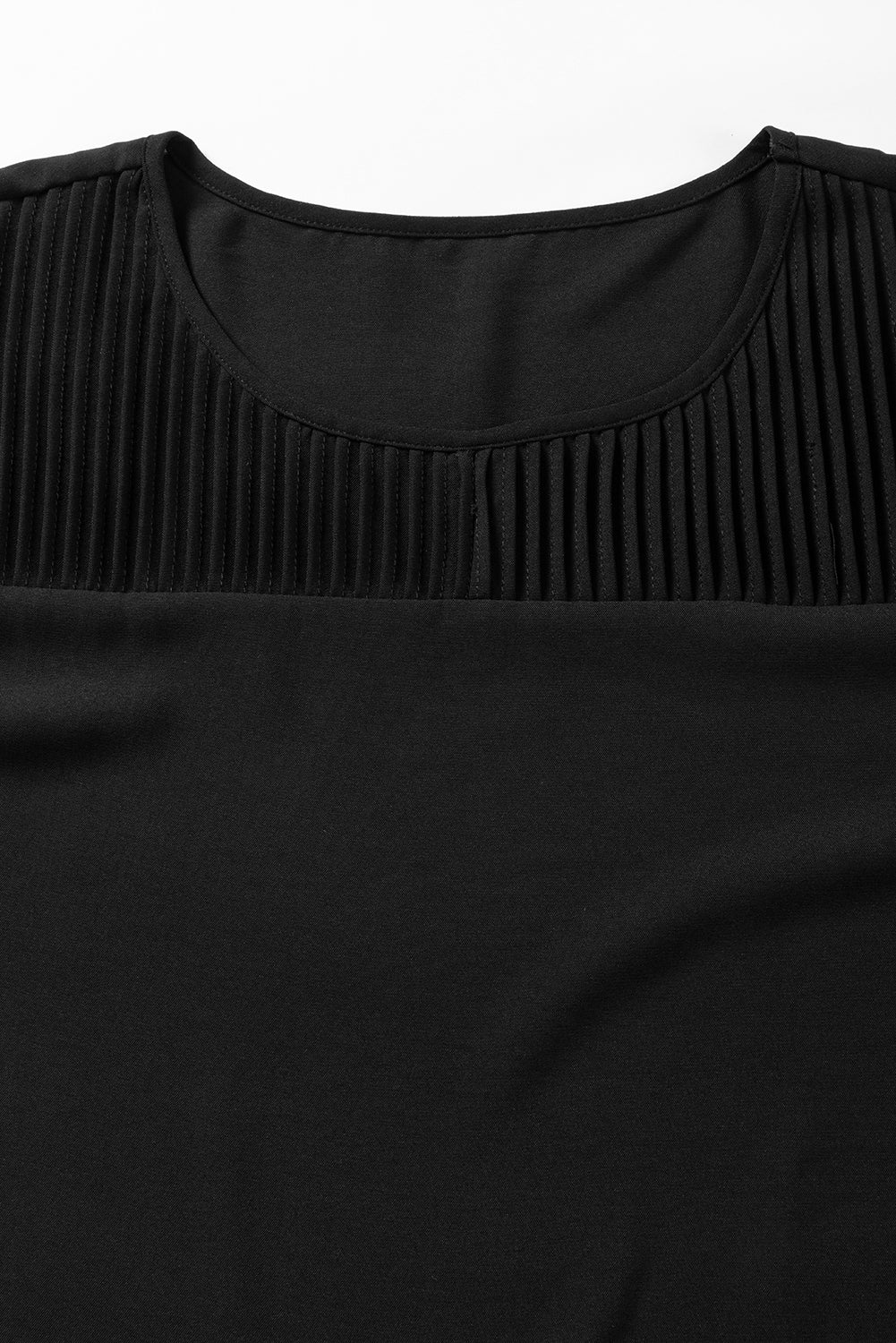 Blusa de detalle de costura de manga en rollo negro