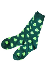 Chaussettes tube vert foncé à imprimé trèfle de St Patricks-A WOMAN WE LOVE