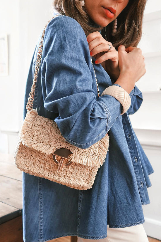 Sky Blue Long Sleeve Button Down Denim Shirt Jacket