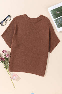 Short -sleeved coffee sweater *