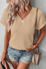 T-shirt à manches retroussées et boutonné en tricot texturé à l'avoine