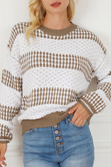 Multicolored sweater with vertical stripes and two-tone drop shoulders