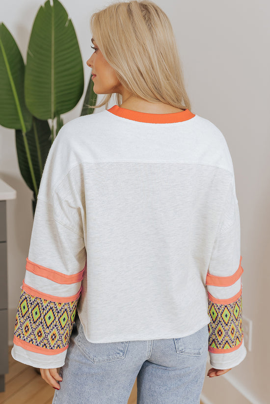 Loose Mineral Wash Top with Western Aztec Patch Apricot