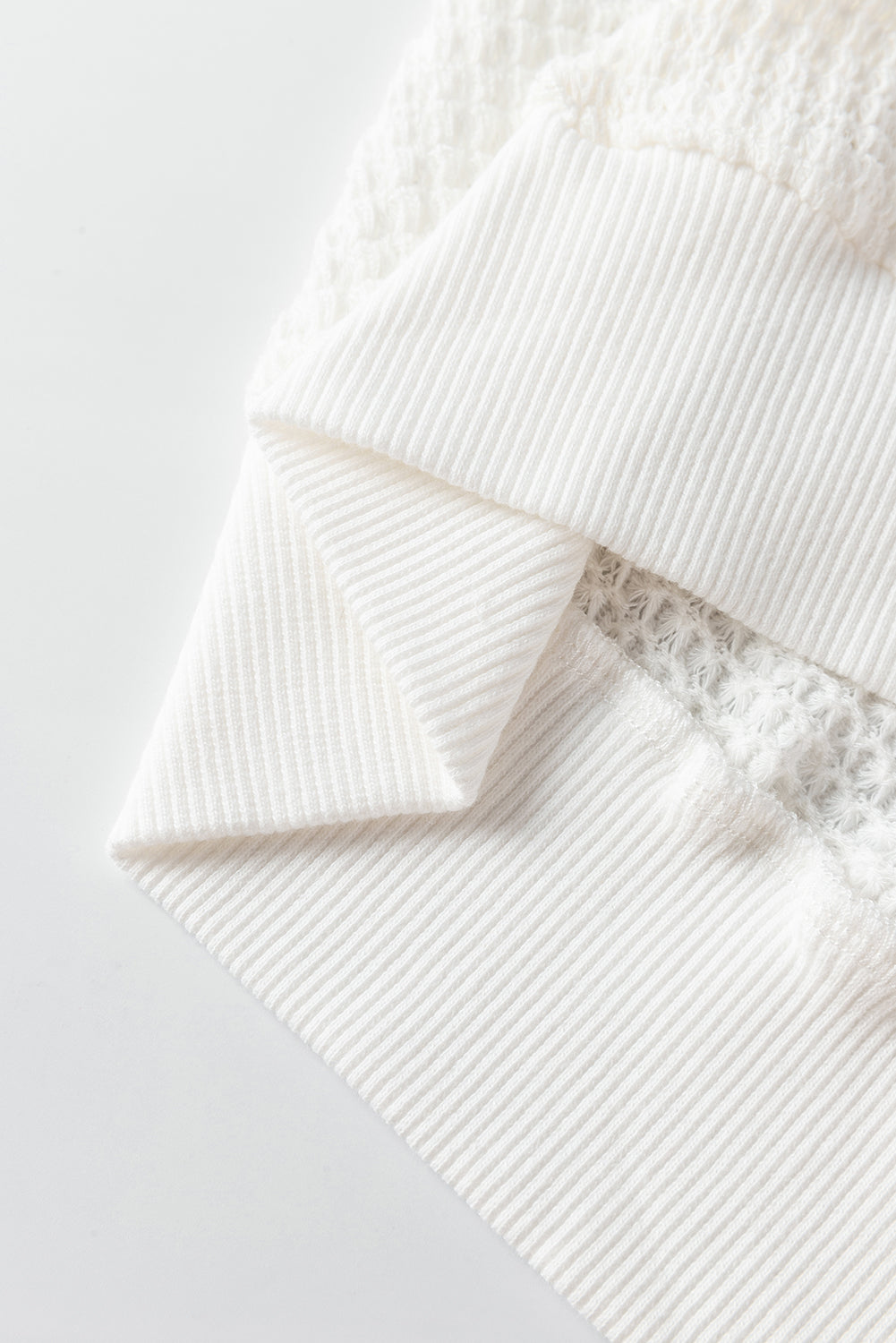 Broderie broderie anglaise manica soffice waffle knit tee