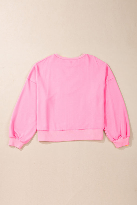 Sweat-shirt brodé rose Touch Down Rugby Football grande taille