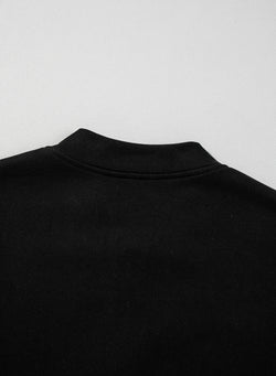 Ensemble veste zippée noire à coutures unies et pantalon à taille avec cordon de serrage