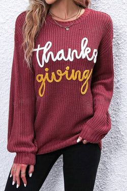 Red Sandalwood Thank You Letter Crewneck Sweater