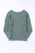 Green Waffle Knit Drop Shoulder Long Sleeve Top