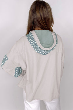 Sweat à capuche avec cordon de serrage à motif d'étoile et patchwork floral Beau Blue