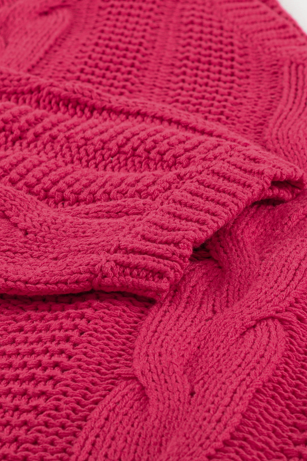 Rose Bubblegum V-Neck geflochtener Strickpullover