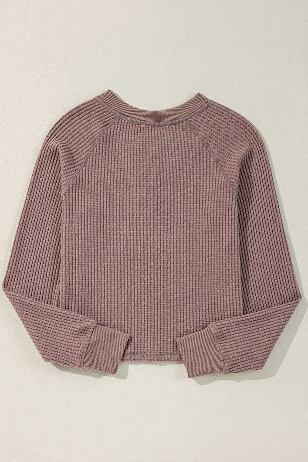 Kastanienstruktur -Strick Henley Long Sleeve Top