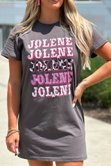 Camiseta Túnica de cuello redondo Gráfico Jolene Dark Gray