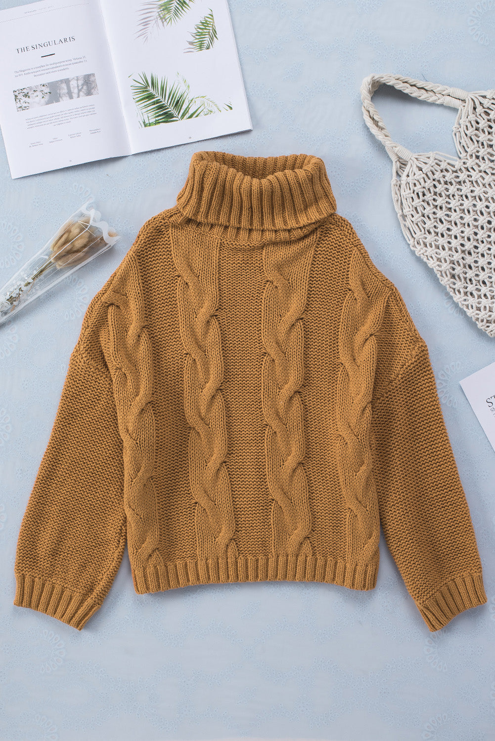 Cuddle Weather Cable Knit Handmade Turtleneck Sweater