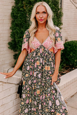 Floral bohemian dress sexy patchwork *