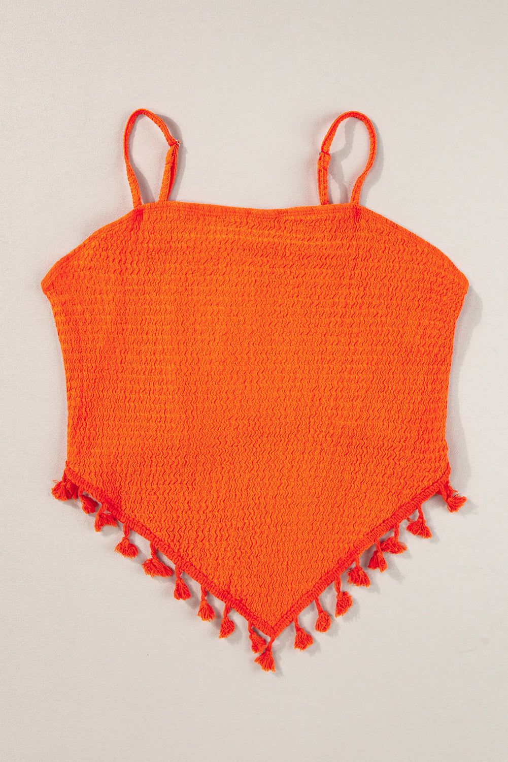 Orange strukturierter Quasten Saum Cami Top